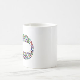 Caneca Mágica Hebraico - Letra 'CHAF' feita com gemas em todas a