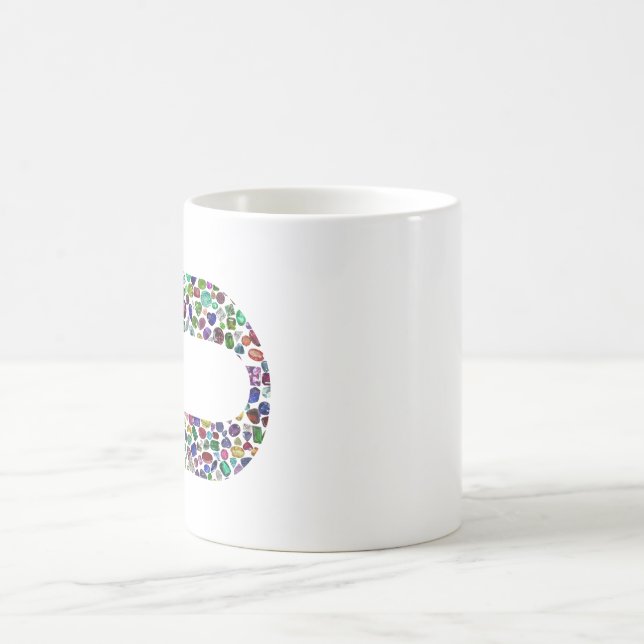 Caneca Mágica Hebraico - Letra 'CHAF' feita com gemas em todas a (Centro)