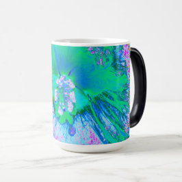 Caneca Mágica Hibiscus Retro Verde e Rosa Quente Psicodélico