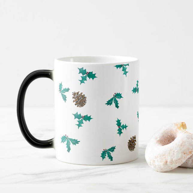 Caneca Mágica Holly com Berries Patterna Copa de Café de Natal (Com Donut)