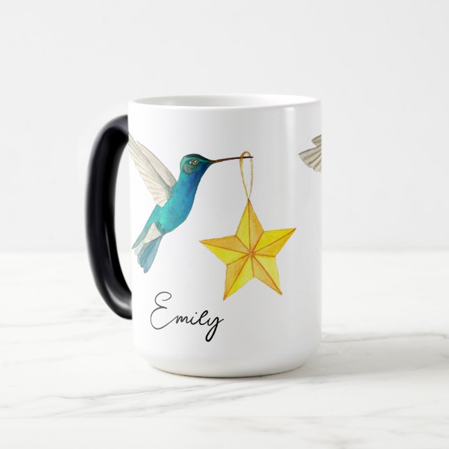 Caneca Mágica Hummingbird Personalizado e Estrelas Coffee Mug de (Frente Esquerda)