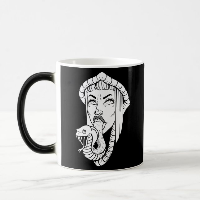 Caneca Mágica Ilustração da língua Cobra branca-branca-gótica (Esquerda)