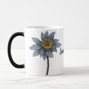 Caneca Mágica Ilustração de lótus azul desenhada à mão (PERSONAL