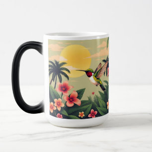 Caneca Mágica Ilustração Floral de Hummingbird Trocado por Ruby