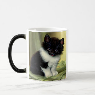 Caneca Mágica Ilustração Vintage Tuxedo Kitten