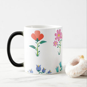Caneca Mágica Impressão de Flor Moderno de Café