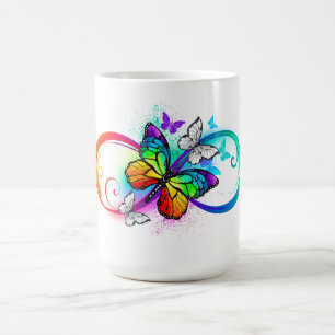 Caneca Mágica Infinidade brilhante com borboleta arco-íris