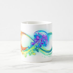 Caneca Mágica Infinidade com água-vivas do Arco-Íris