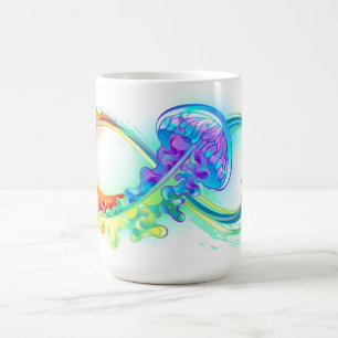 Caneca Mágica Infinidade com água-vivas do Arco-Íris