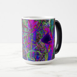 Caneca Mágica Jardim de Lírios Cores de Arco-Íris Abstrato Psico