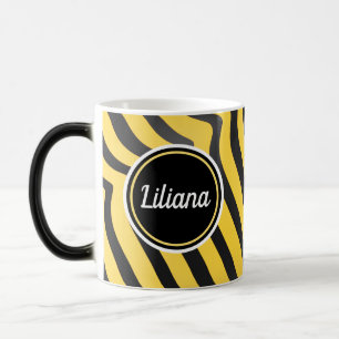 Caneca Mágica Jazzy Cute Black e Yellow Striped Bumblebee