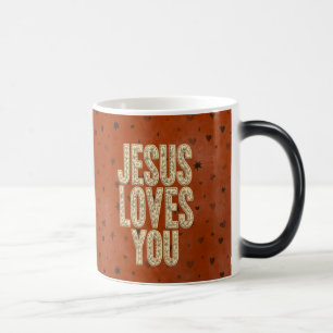 Caneca Mágica Jesus Ama Você Encorajamento Cristão Rústico