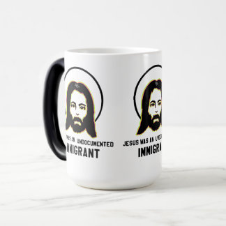 Caneca Mágica Jesus Era Um Imigrante Imigrante Negro Trippy