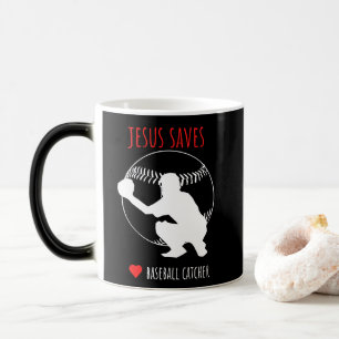 Caneca Mágica Jesus Salva Apanhador de Beisebol Amante de Esport