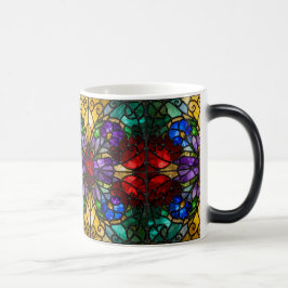 Caneca Mágica Jewel Tone Floral Stained Glass Art Mug