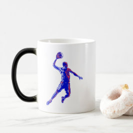 Caneca Mágica Jogador de basquetebol Slam Dunk, Vermelho e Azul 