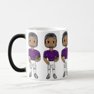 Caneca Mágica jogador de futebol retrô vintage roxo preto simple