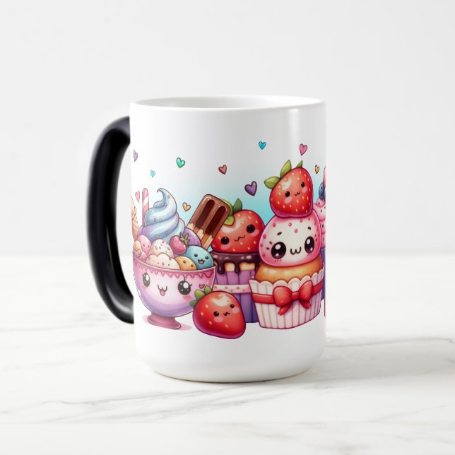 Caneca Mágica Kawaii Strawberry Sweets e Sorvetes Amigos (Frente Esquerda)