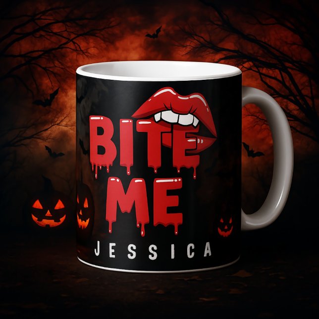 Caneca Mágica Lábios de vampiro do Halloween personalizados me m (Criador carregado)
