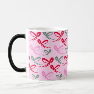 Caneca Mágica Laços de Natal verde rosa caprichoso desenho à mão