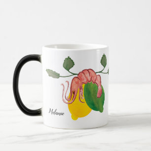 Caneca Mágica Lagosta Camarão Limão Lima Frutos do Mar Aquarela