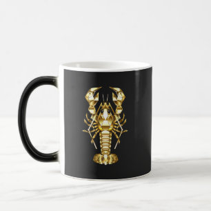 Caneca Mágica lagosta de lagosta poligonal ouro em preto