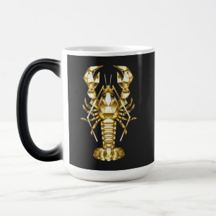 Caneca Mágica lagosta de lagosta poligonal ouro em preto