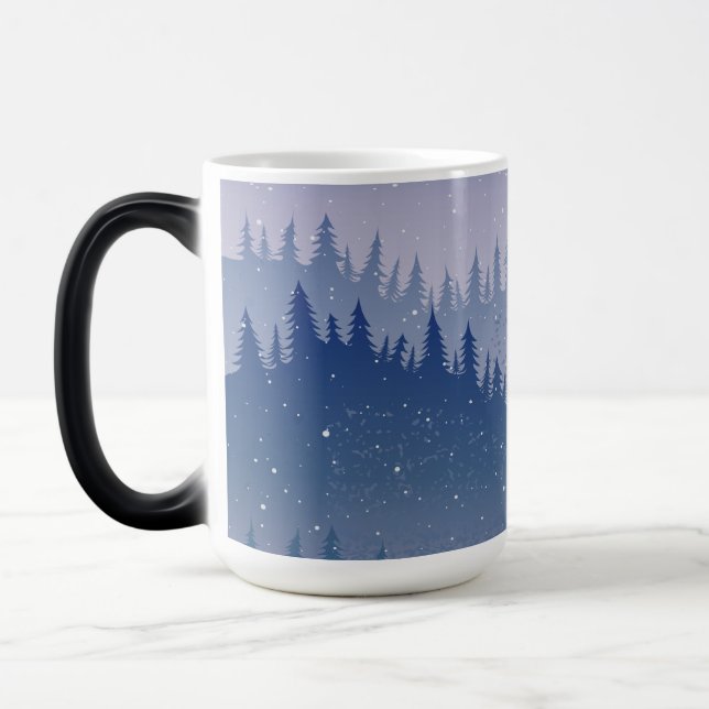 Caneca Mágica Lavanda Pinheiros inverno natal maravilha (Esquerda)