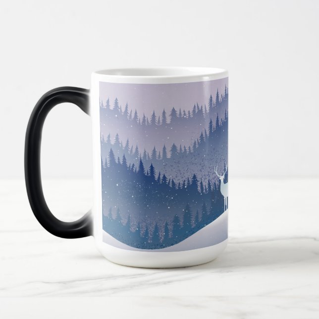 Caneca Mágica Lavanda Pinheiros inverno natal maravilha (Esquerda)