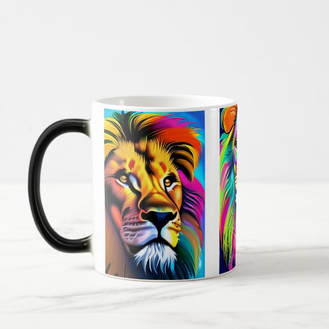 Caneca Mágica Leões Coloridos Arte Digital (Esquerda)