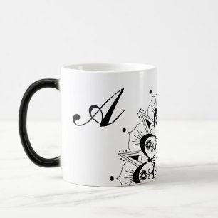 Caneca Mágica Letra Elegante preta Mandala Magic Mug