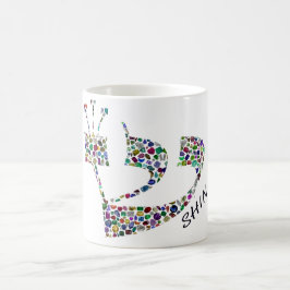 Caneca Mágica Letra Shin feita com pedras de gema em todas as co