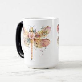 Caneca Mágica libélula aquarela floral