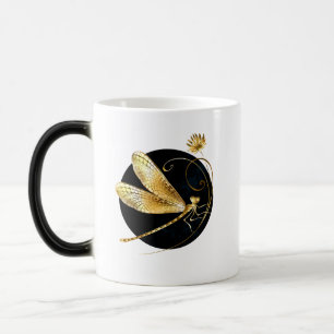Caneca Mágica libélula ouro em círculo preto