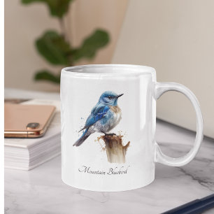 Caneca Mágica Lindíssimo Pequeno Azulinho da Montanha em Aquarel
