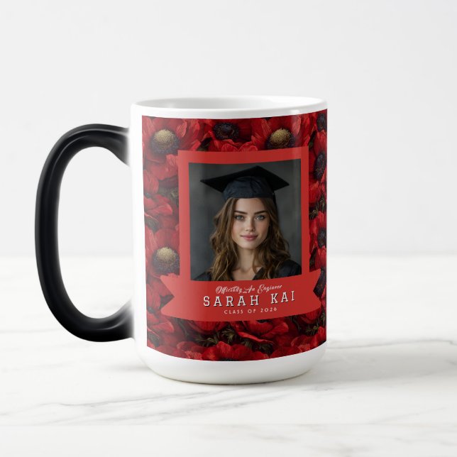 Caneca Mágica Lindo padrão de anêmonas Marido  Graduação  (Esquerda)