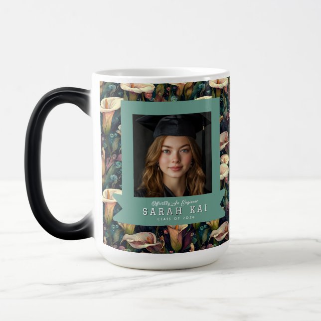 Caneca Mágica Lírios de Cala Únicos Presente de Graduação Floral (Esquerda)