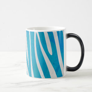 Caneca Mágica Listras de Zebra Azul e Branco