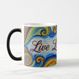 Caneca Mágica Live Laugh Love mosaic color morphing ceramic mug