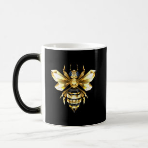 Caneca Mágica Logotipo Faux Gold Foil Polygonal da Abelha em Pre