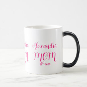 Caneca Mágica Mãe Estabeleceu Nome em Letra Rosa Café de Duas C