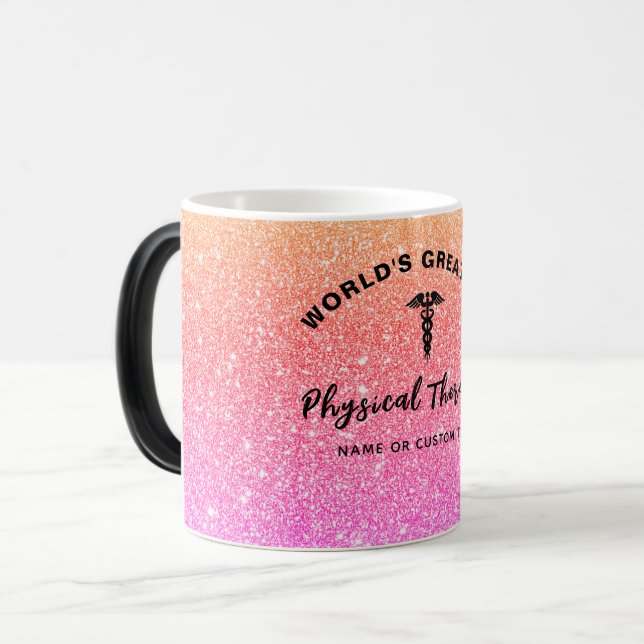 Caneca Mágica Maior Terapista Físico do Mundo Nome Arco-Íris (Frente Esquerda)