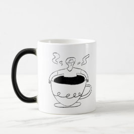 Caneca Mágica Man submerged in a cup of coffee