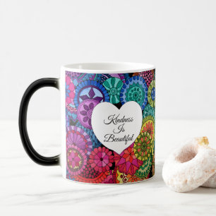 Caneca Mágica Mandala do arco-íris da aguarela com coração