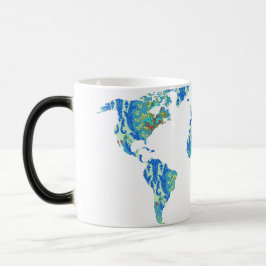 Caneca Mágica Mapa do Mundo Vitoriano Moderno | Mug Viajante Mun