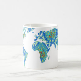 Caneca Mágica Mapa do Mundo Vitoriano Moderno | Mug Viajante Mun