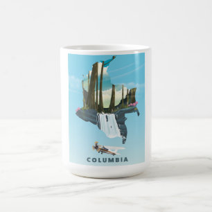 Caneca Mágica Mapa ilustrado da Colômbia, impressão de pôster de