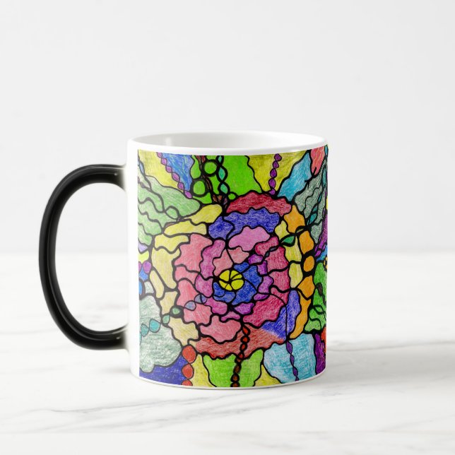 Caneca Mágica Maravilhosa Abstrato de Flor Arte Moderna (Esquerda)
