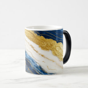 Caneca Mágica Marinho Luxurioso Azul e Dourado Mármaco Folha