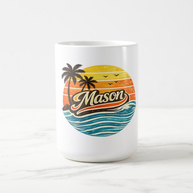 Caneca Mágica Mason Retro Sunset Name Design (Center)